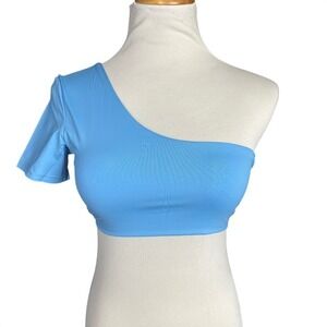 NWT Free People x Toast Swim Women's M One Shoulder Crop Bikini‎ Top Sky Blue
